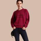 Burberry Burberry Topstitch Detail Wool Cashmere Blend Sweatshirt, Red