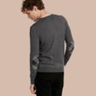Burberry Burberry Check Elbow Detail Wool Sweater, Size: Xl, Grey