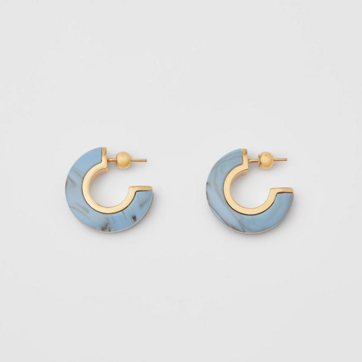 Burberry Burberry Marbled Resin Gold-plated Hoop Earrings, Blue