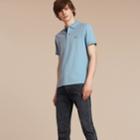 Burberry Burberry Check Placket Cotton Piqu Polo Shirt, Size: Xxl, Blue