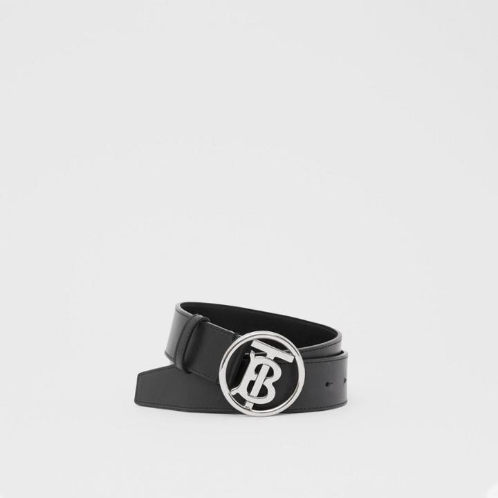 Burberry Burberry Monogram Motif Leather Belt, Size: 90, Black