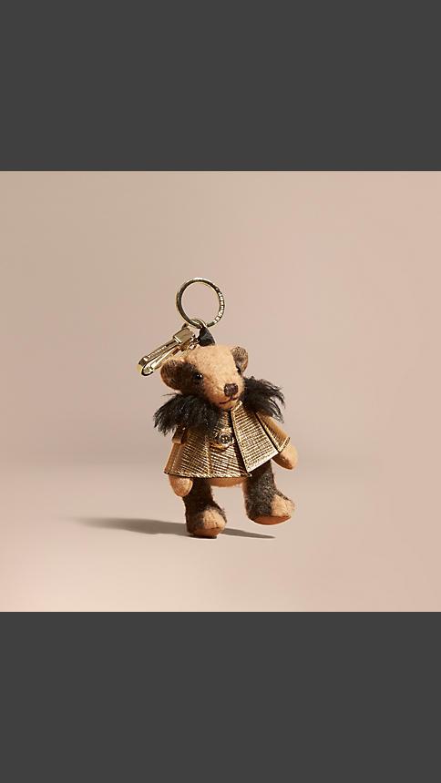 Burberry Thomas Bear Charm In Metallic Cape
