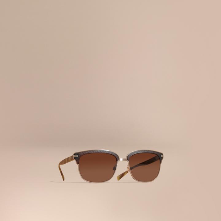 Burberry Burberry Textured Front Square Frame Sunglasses, Brown