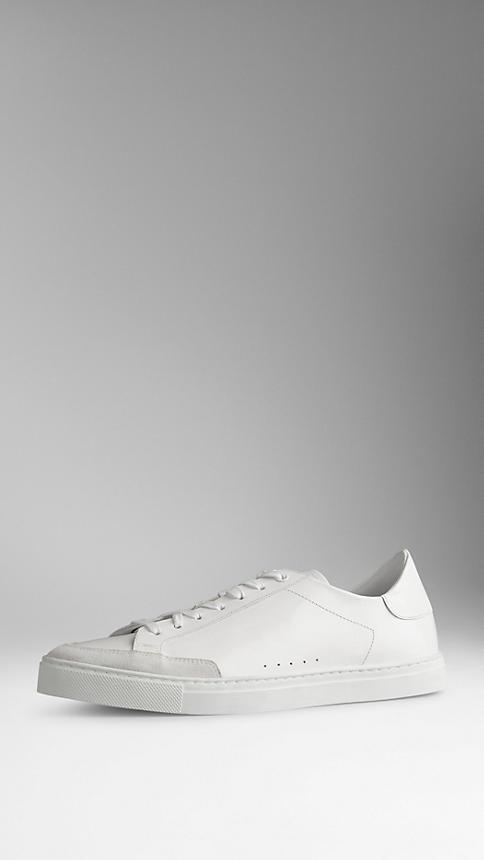 Burberry Leather Trainers With Suede Trim