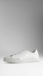 Burberry Leather Trainers With Suede Trim