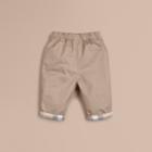 Burberry Burberry Check Turn-up Cotton Trousers, Size: 6m, Beige