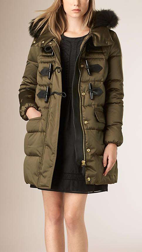 Burberry Fox Fur Trim Down-filled Duffle Coat