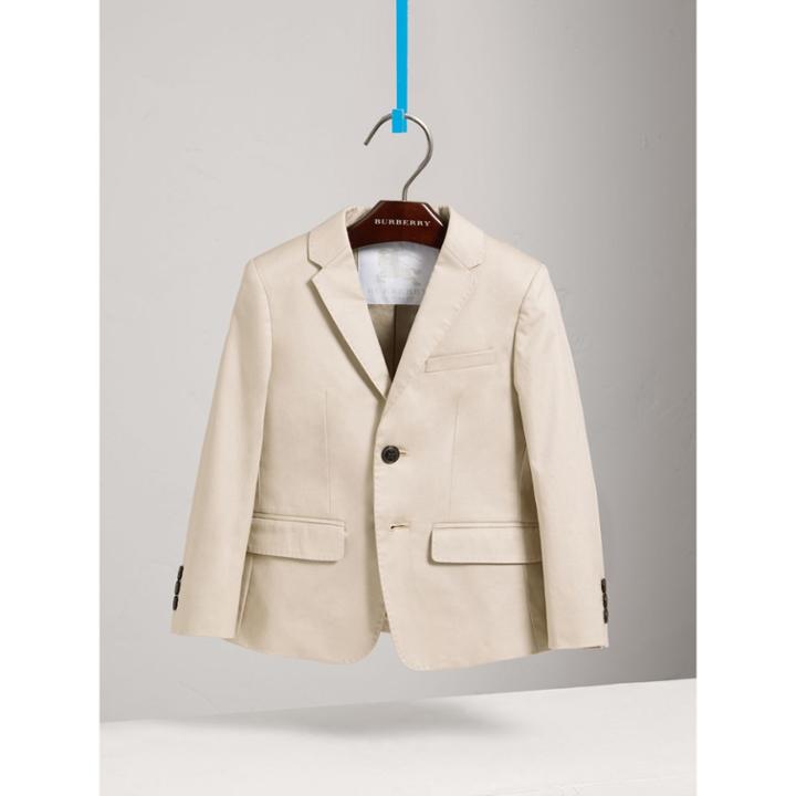 Burberry Burberry Tailored Stretch Cotton Blazer, Size: 8y, Beige