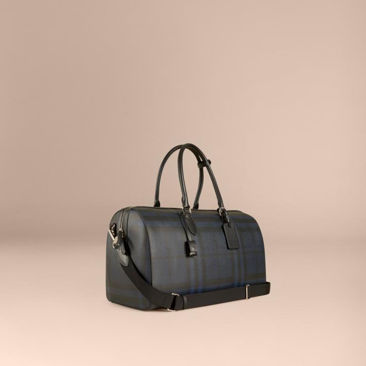 Burberry Burberry Leather Trim London Check Holdall, Blue
