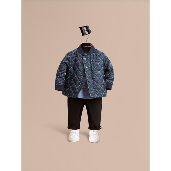 Burberry Burberry Topstitched Quilted Jacket, Size: 9m, Blue