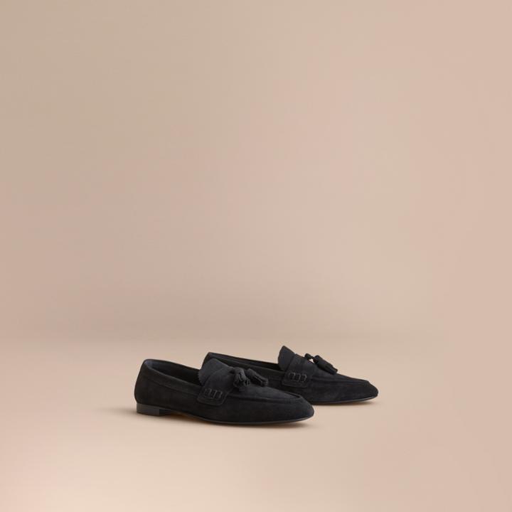 Burberry Burberry Tasselled Suede Loafers, Size: 41, Black