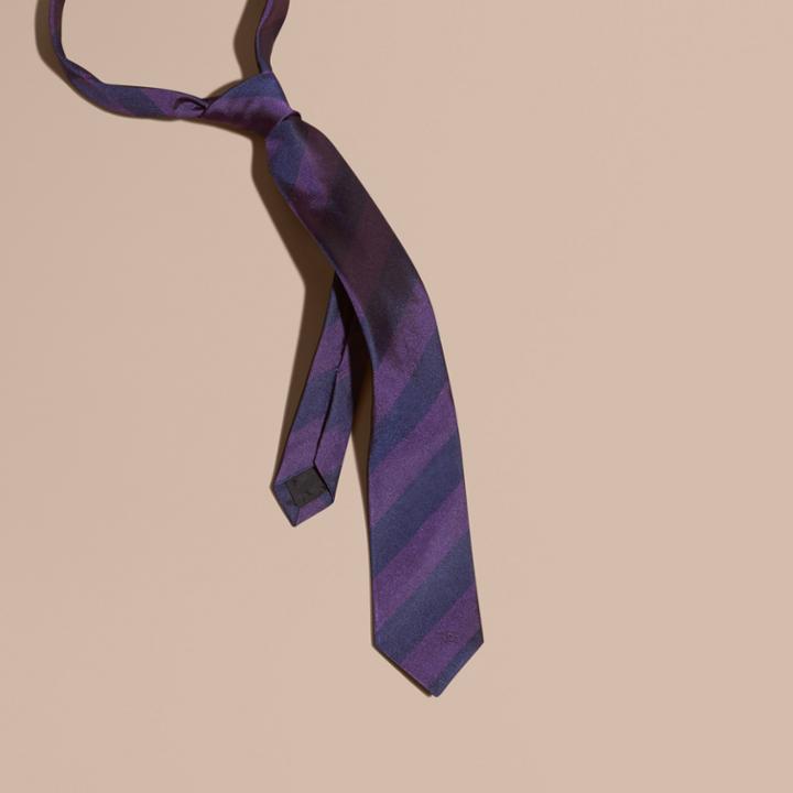 Burberry Burberry Slim Cut Stripe Jacquard Silk Tie, Purple