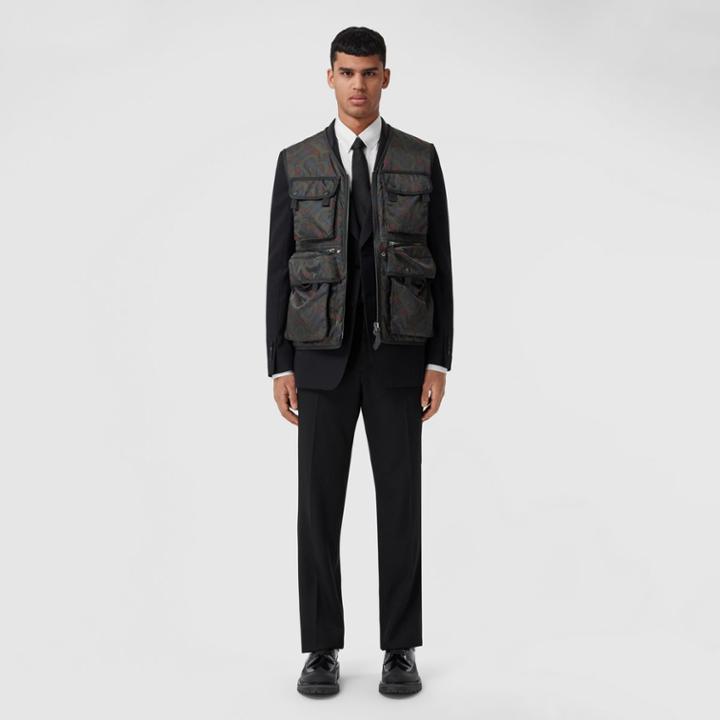 Burberry Burberry Silk Satin Collar Grain De Poudre Tailored Jacket, Size: 50