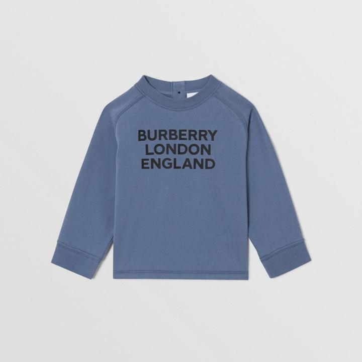 Burberry Burberry Childrens Long-sleeve Logo Print Cotton Top, Size: 2y, Blue