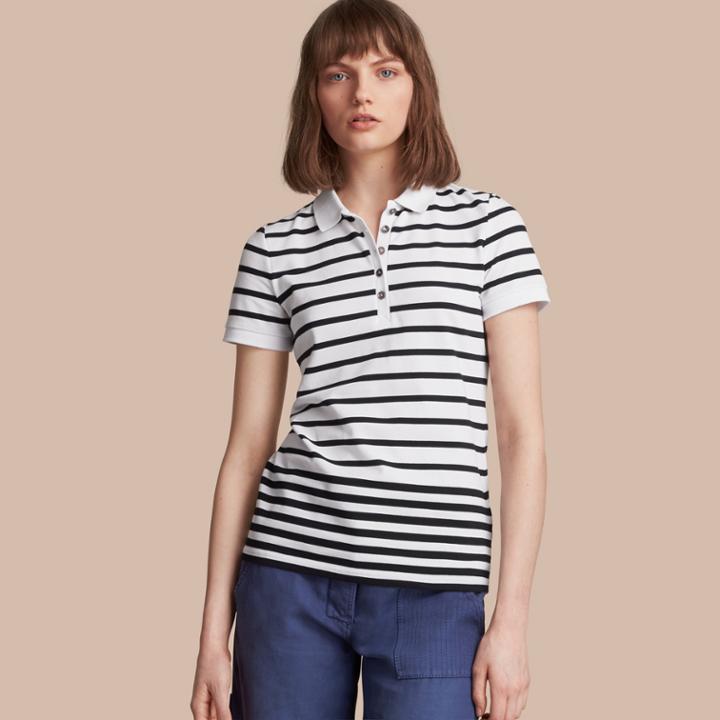 Burberry Burberry Striped Stretch Cotton Piqu Polo Shirt, Size: M, White
