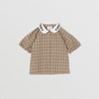 Burberry Burberry Childrens Logo Print Puff-sleeve Check Stretch Cotton Blouse, Size: 10y