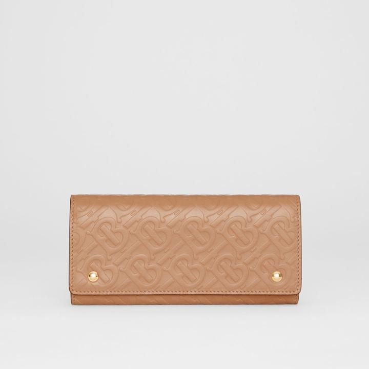 Burberry Burberry Monogram Leather Continental Wallet, Beige