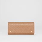 Burberry Burberry Monogram Leather Continental Wallet, Beige