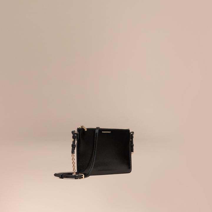 Burberry Burberry Patent London Leather Clutch Bag, Black