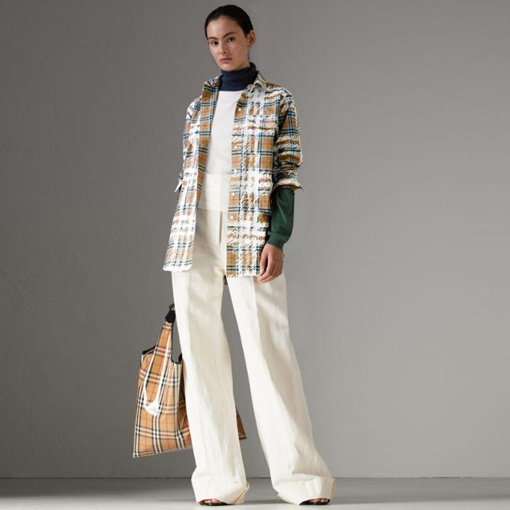Burberry Burberry Colour-block Silk Cashmere Roll-neck Sweater, White