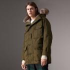 Burberry Burberry Detachable Fur Warmer And Fur Trim Hooded Parka, Size: 46, Green