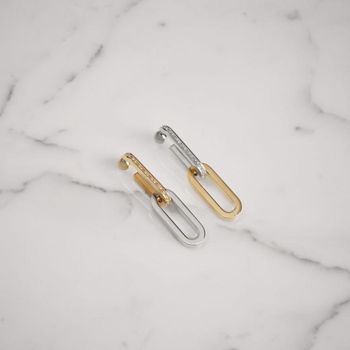 Burberry Burberry Crystal, Gold And Palladium-plated Link Drop Earrings