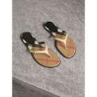Burberry Burberry House Check And Patent Leather Sandals, Size: 37, Yellow