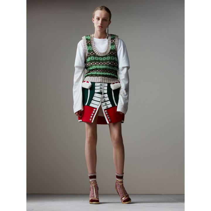 Burberry Burberry Fair Isle Cashmere Wool Tank Top, Size: Xl, Green