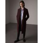 Burberry Burberry Detachable Rib Knit Collar Cashmere Coat, Size: 00, Purple