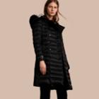 Burberry Burberry Down-filled Puffer Coat With Fur Trim, Size: S, Black