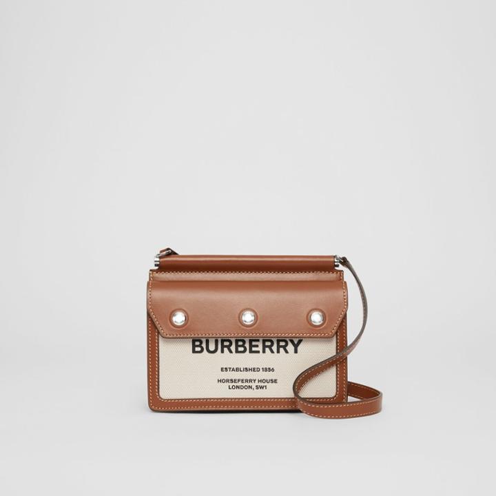 Burberry Burberry Mini Horseferry Print Title Bag With Pocket Detail, Brown