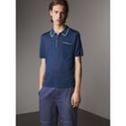 Burberry Burberry Tipped Detail Knitted Silk Polo Shirt, Blue