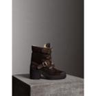 Burberry Burberry Buckle Detail Suede And Shearling Boots, Size: 38, Brown