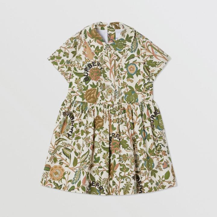 Burberry Burberry Childrens Botanical Print Cotton Dress, Size: 8y, Green
