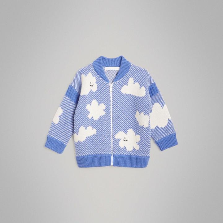 Burberry Burberry Childrens Cloud Jacquard Merino Wool Cardigan, Size: 12m, Blue