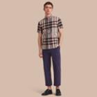 Burberry Burberry Button-down Collar Short-sleeve Check Cotton Shirt, Grey
