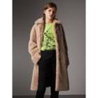 Burberry Burberry Faux Fur Single-breasted Car Coat, Size: 02