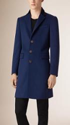 Burberry Virgin Wool Cashmere Topcoat With Velvet Topcollar