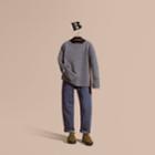 Burberry Burberry Check Elbow Patch Merino Wool Sweater, Size: 6y, Grey