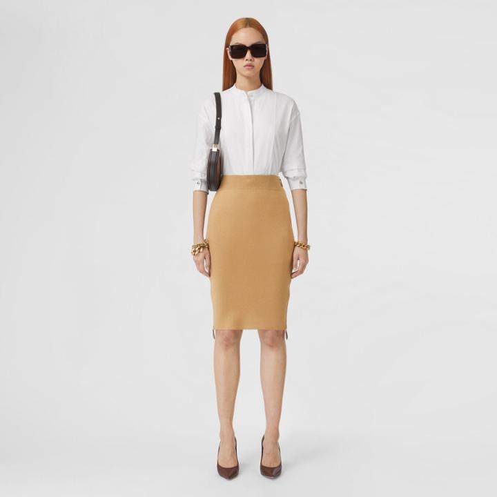 Burberry Burberry Monogram Motif Cashmere Cotton Blend Pencil Skirt