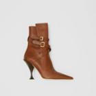 Burberry Burberry Strap Detail Leather Ankle Boots, Size: 37, Brown