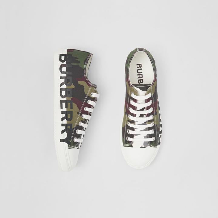 Burberry Burberry Logo Print Camouflage Cotton Sneakers, Size: 42