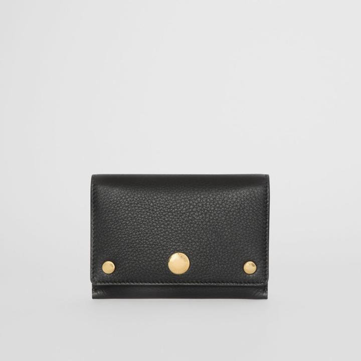 Burberry Burberry Triple Stud Leather Folding Wallet, Black