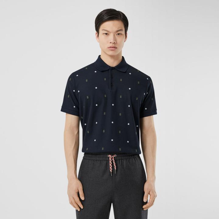 Burberry Burberry Star And Monogram Motif Cotton Piqu Polo Shirt, Blue