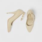 Burberry Burberry Triple Stud Embossed Leather Point-toe Pumps, Size: 38.5, Beige