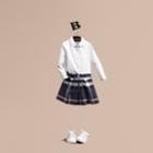 Burberry Burberry Pleated Check Cotton Skirt, Size: 8y, Blue