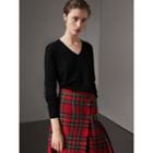 Burberry Burberry Check Detail Cashmere V-neck Sweater, Size: Xs