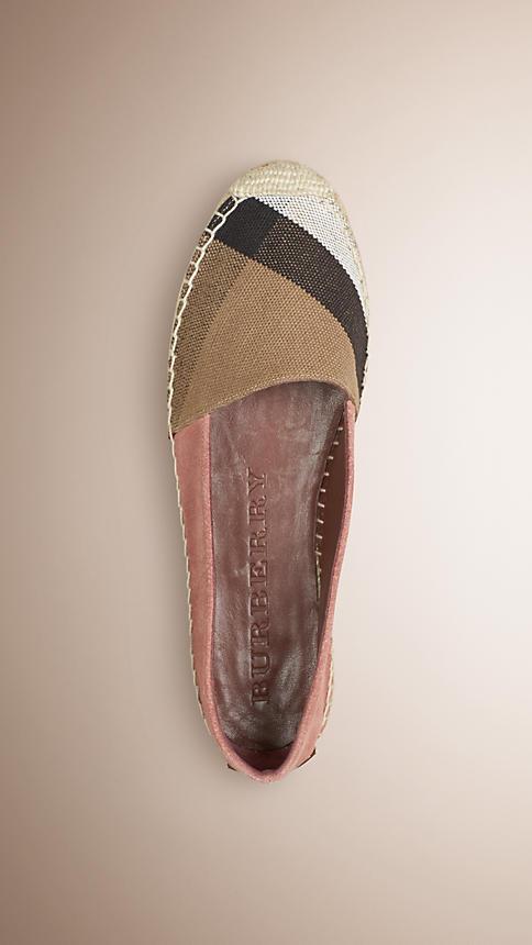 Burberry Check Jute Cotton And Suede Espadrilles