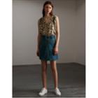 Burberry Burberry Sleeveless Beasts Print Lightweight Cotton Top, Size: 08, Green