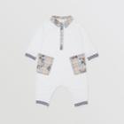 Burberry Burberry Childrens Star Print Check Trim Cotton Jumpsuit, Size: 1m, White